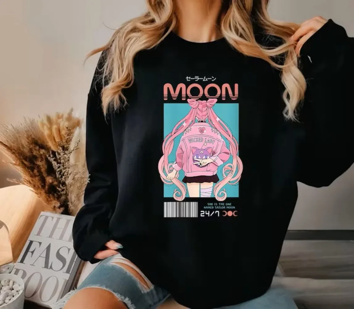 Sailor Moon Sweatshirt Mamoru Japanese Anime Luna Shirt Serena Tee Magical Girl Tokyo Animation 90s Kawaii Harajuku Fashion Top