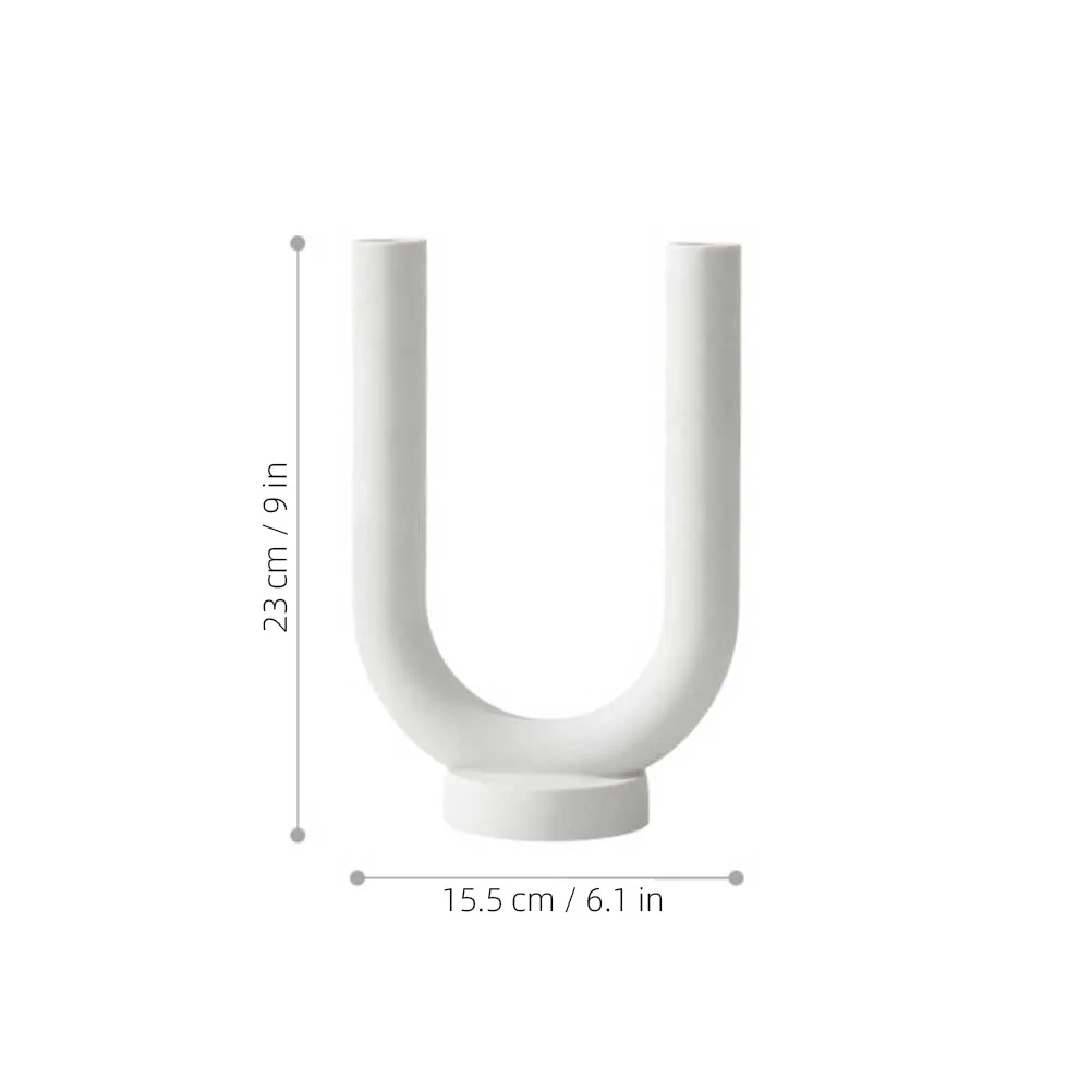 

Minimalist Ceramic Candlestick White Finish Tabletop Decor for Living Room Kitchen Hotel Club Xmas Wedding Use