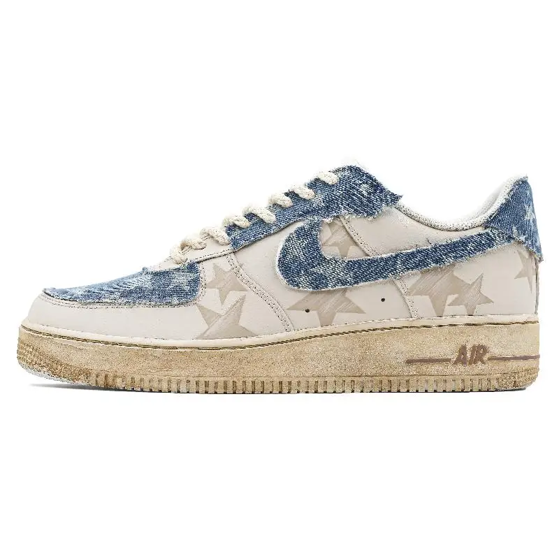 

[Custom A male cowboy lover]Nike Air Force 1 Low Low-Top Skateboard Shoes Men's Blue Brown