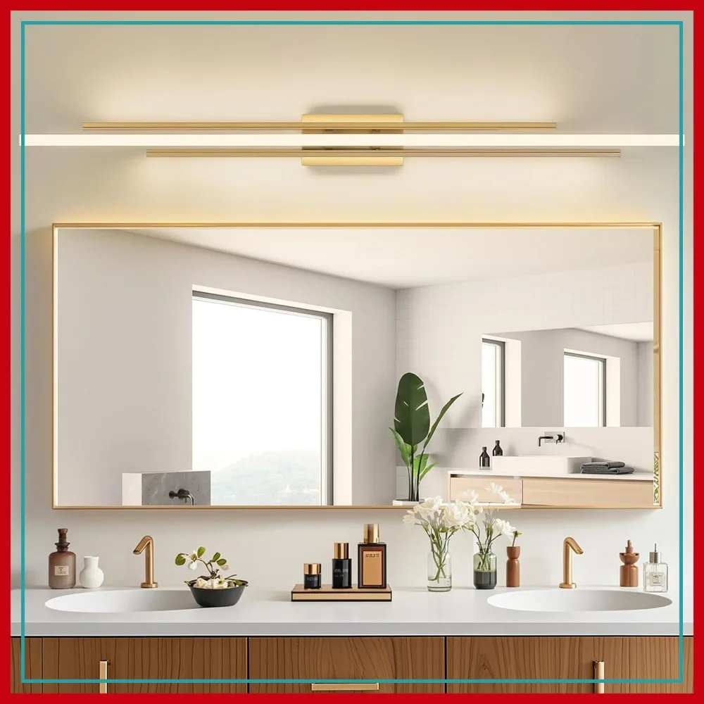 

55" Gold Vanity Light for Bathroom Mirror, Dimmable Long Wall Light Fixtures