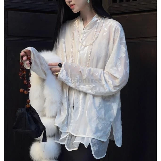 

2026 jacquard stang collar disc buckle tang suit coat new chinese style zen women's clothing vintage fairy fashionable top