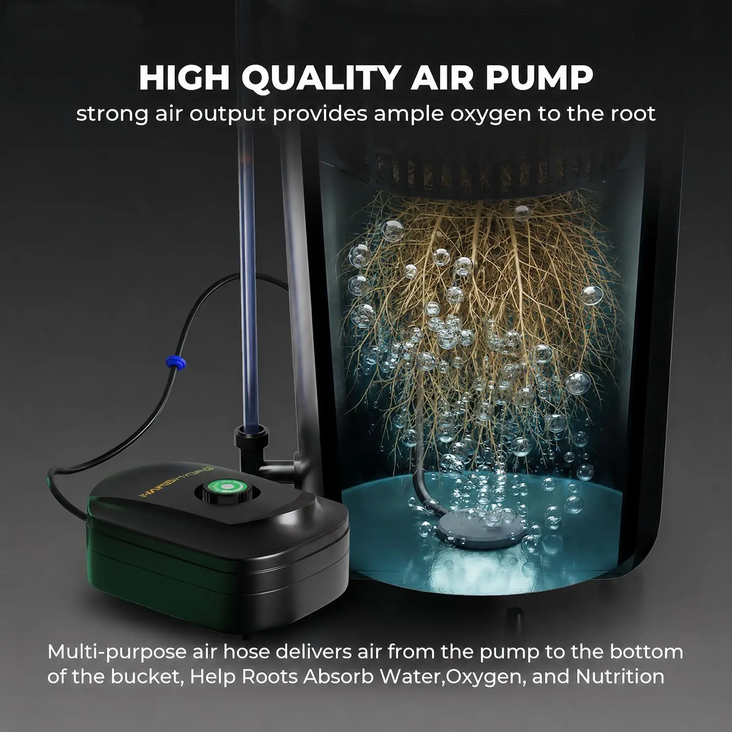 Deep Water Culture Hydroponic 4 Bucket System 5 Gallon Capacity Air Pump Air Stone Hose 11W Drip Recirculating Top DWC Pump - view 4