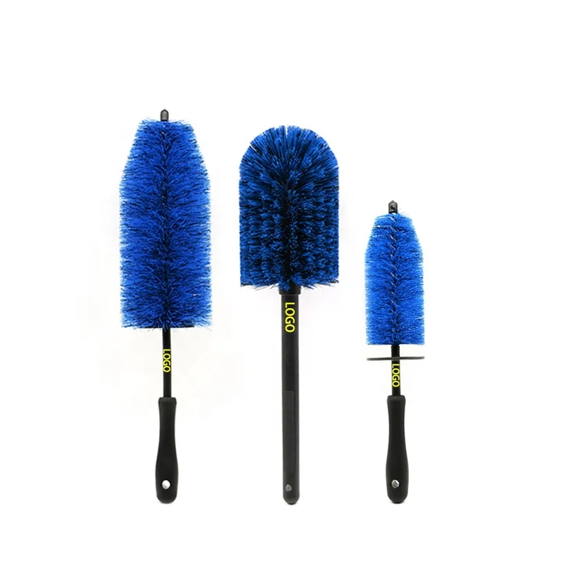 Car Wheel Brush Kit Long Handle Car Wash Brush Soft Bristle Rim Tire Detail Cleaning Brush Set for Auto Detailing Tools