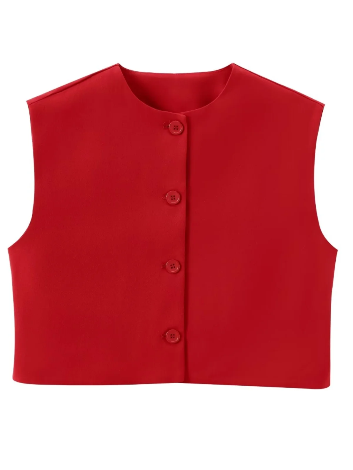 Chaleco redondo Ne para mujer, Top con botones, sensación de gama alta, novedad de verano, cárdigan coreano de fibra de poliéster holgado