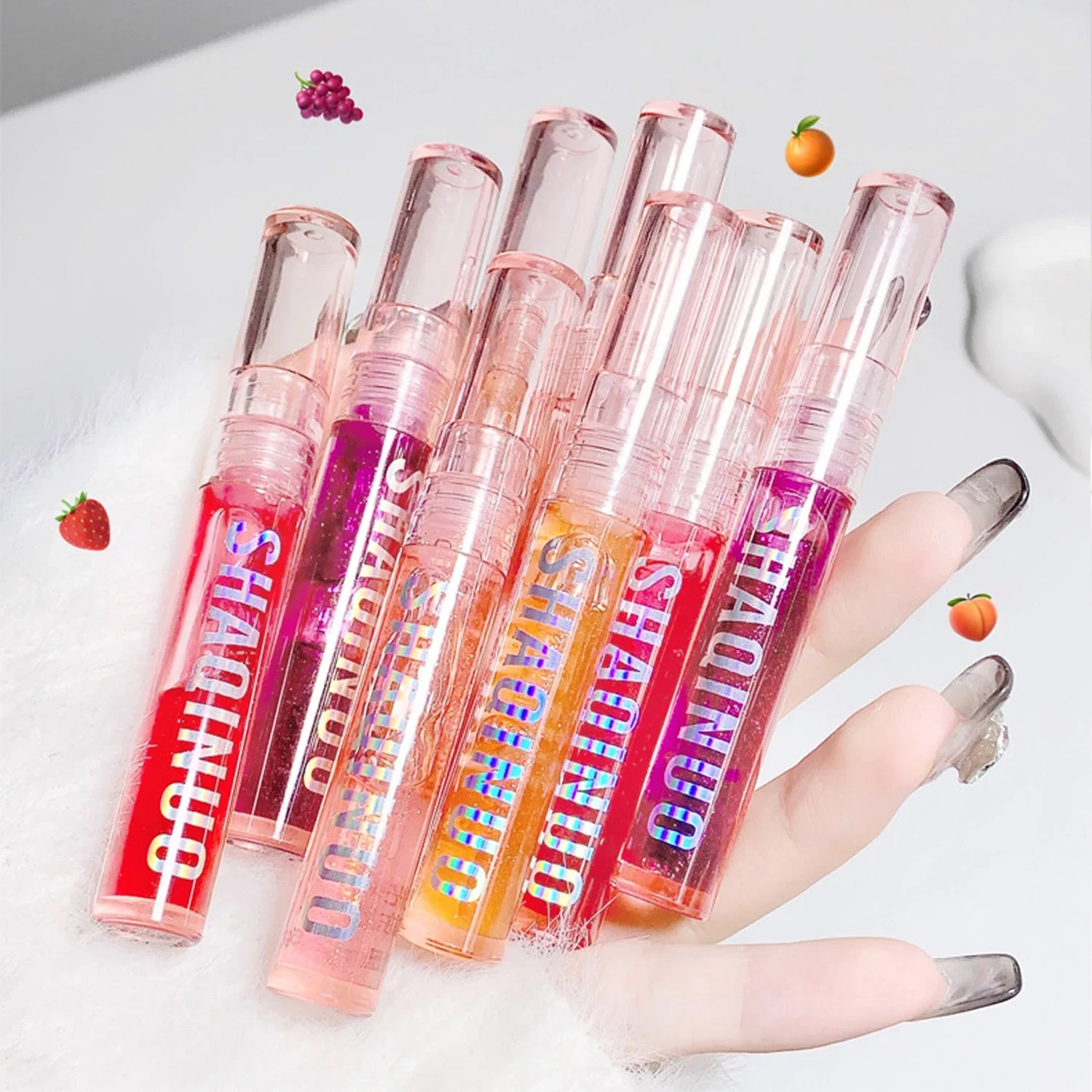 4 Stks/set Transparante Jelly Lipgloss Water Licht Hydraterende Glazen Lip Olie Niet Gemakkelijk Te Plakken Cup Verhelderende Lippenstift Set Box