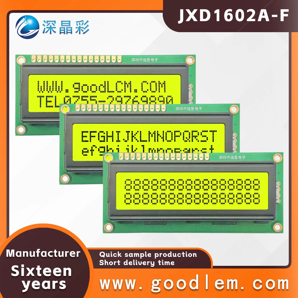 

wholesale price Character type dot matrix display screen JXD1602A-F LCD display module with backlight 3.3V/5.0V optional