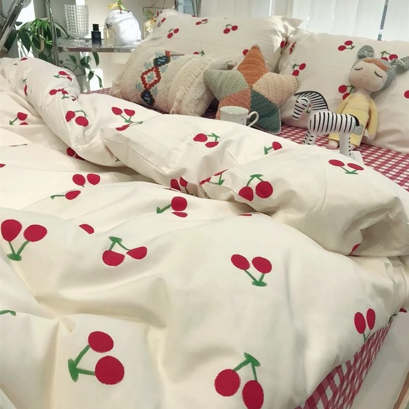 Koreanische Art Bettwäsche Set Jungen Mädchen Twin Queen-Size-Bett bezug Flach betttuch Kissen bezug Bettwäsche Kinder Erwachsene Mode Home Textil