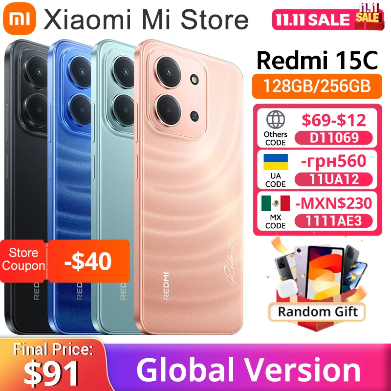 Xiaomi Redmi 15C Global Version Smartphone 50MP main camera 120Hz