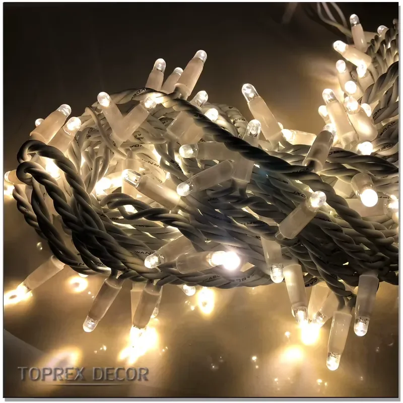 for Outdoor Home Cafe Holiday Street Decoration 10m Rubber Cable IP68 LED String Christmas Lights