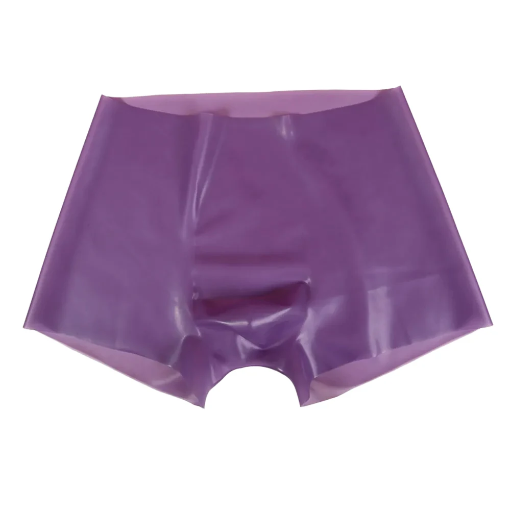 Mens Sexy Latex Underpants Boxer Briefs See-Through Erotic Rubber Safety Panties Seamless Men Latex Boxer Tight Underwear ﻿