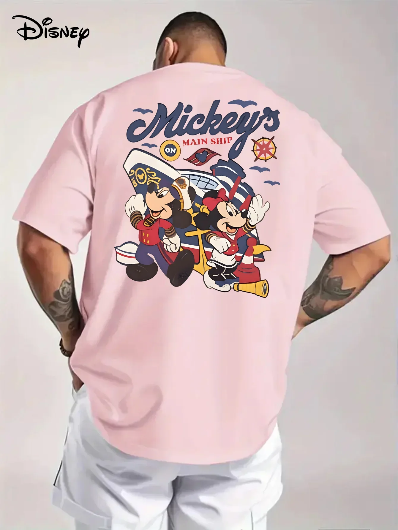 

Disney Mickey Mouse Men's T-Shirt Daily Leisureand Theme Activities Wear Unisex Cotton Short Sleeve Oversized Streetwear