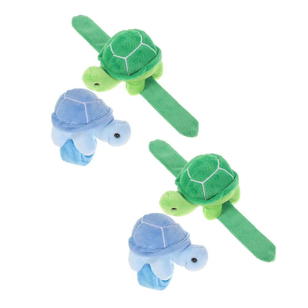 

4Pcs Hand Puppet Bracelets Cute Turtle Snap Wristbands Soft Comfortable for Kids Adults Party Favors Decorations Travel