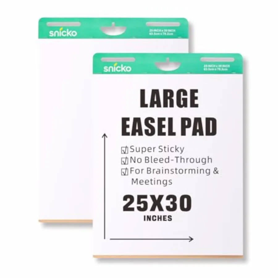 

Snicko Super Sticky Easel Pad 25 in x 30 in Large White Premium Self Stick Flip Chart and Anchor Chart Paper 30 Sheets/Pad 2 Pa