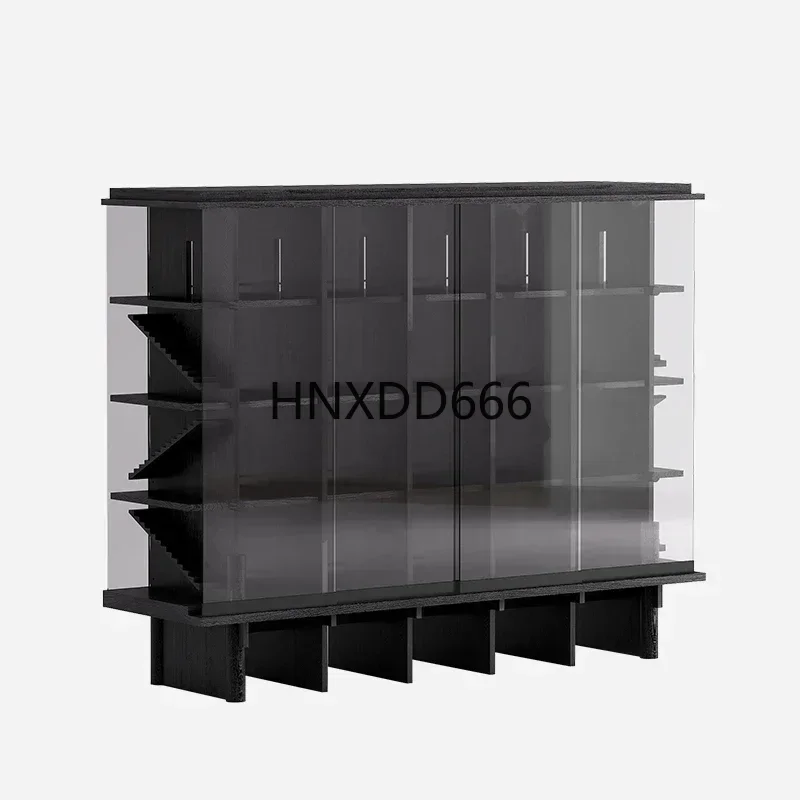 

Entrance modern light luxury high-end designer small apartment solid wood wine cabinet display cabinet integrated