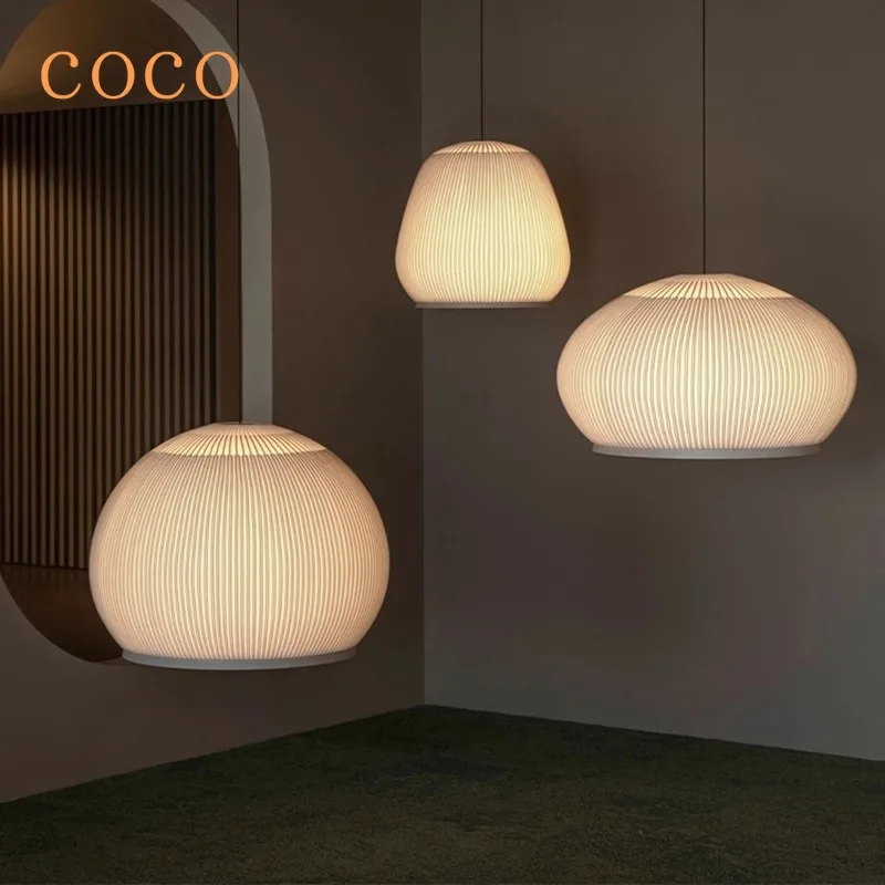 

Nordic minimalist wabi sabi style white knitted fabric LED pendant light for living room, dining room, bedroom home decoration
