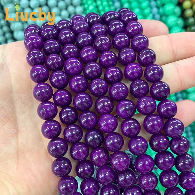 Für Schmuck herstellung Naturstein dunkel violette Jade Perlen DIY Creolen Retro Handwerk Dekoration Kopf bedeckung 15 "Strang 6/8/10/12mm – Detail 5