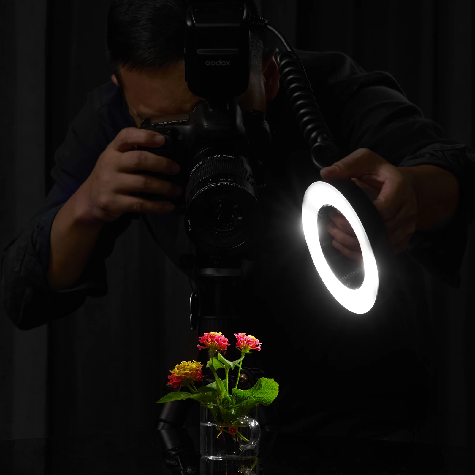 Godox MF-R76 RING76 5000K 매크로 LED 링 라이트 스피드라이트 플래시 라이트, 소니 캐논 니콘 카메라 5D 6D 7D 60D 70D 80D D850 A7MIV