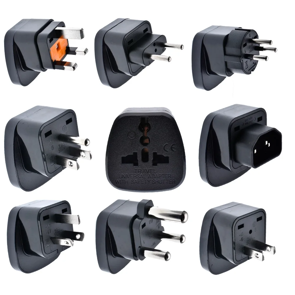 Universal CE America European Kr AU EU to US UK USA Plug Adapter South Africa India Adaptor Italy Switzerland Travel Converter