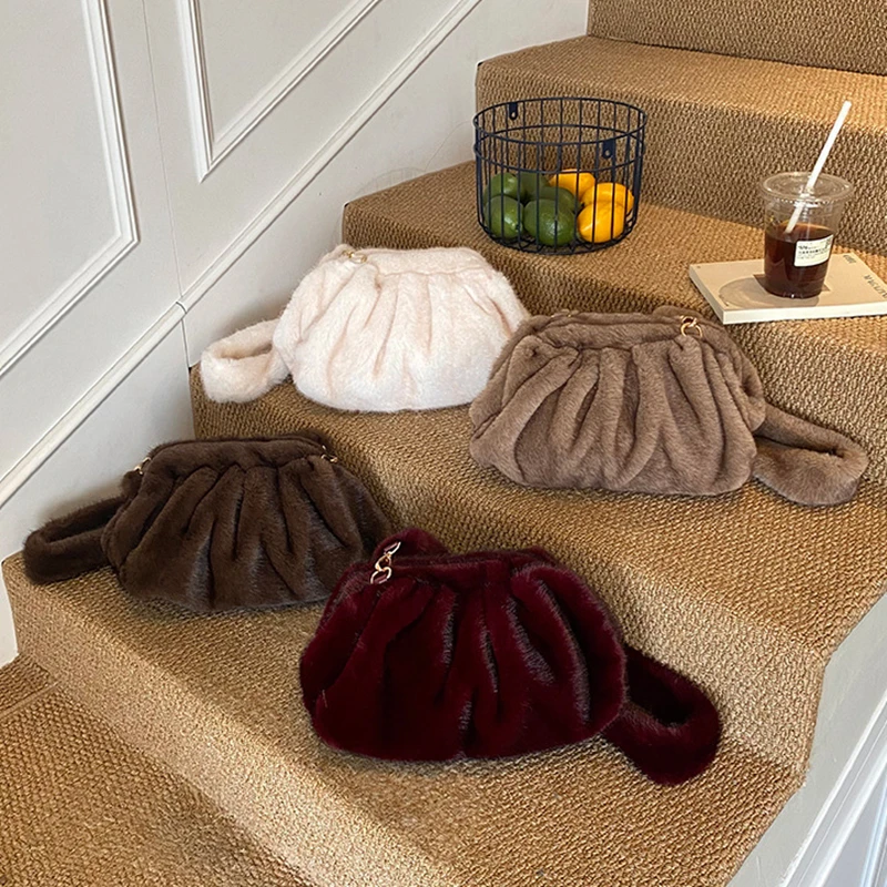 Tas Selempang Bulu Imitasi Mewah Wanita 2025, Tas Kulit Imitasi Mink Berkualitas Tinggi, Tas Bulu untuk Musim Gugur dan Musim Dingin, Tas Mewah untuk Aktivitas Sehari-hari