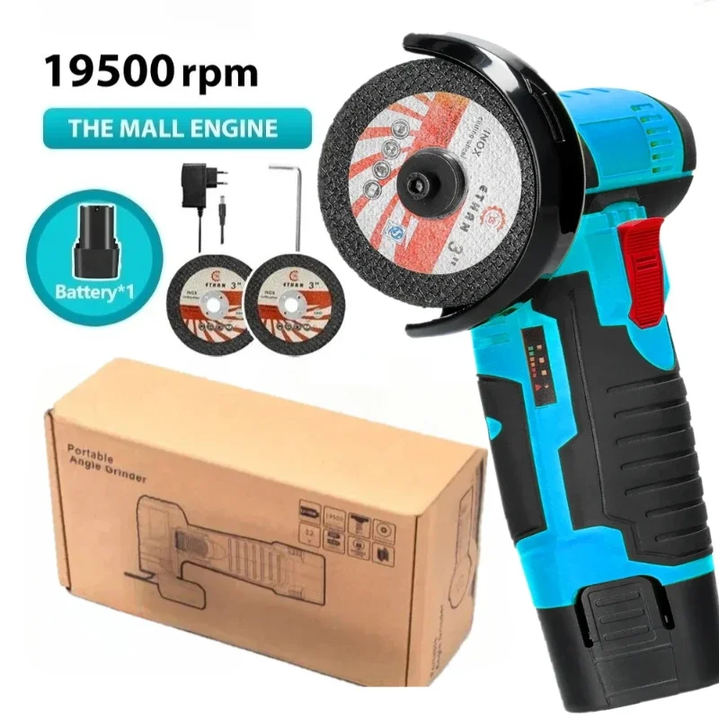 

12V Cordless Electric Angle Grinder 19500rpm Lithium Battery Mini Polishing Grinding Machine Diamond Cutting Power Grinder