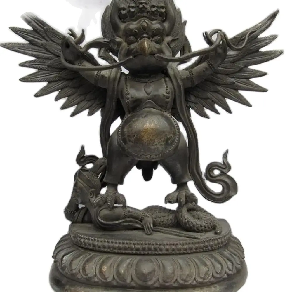 

29CM 12"Tibet Classicism Bronze Carved Garuda Buddha Statue