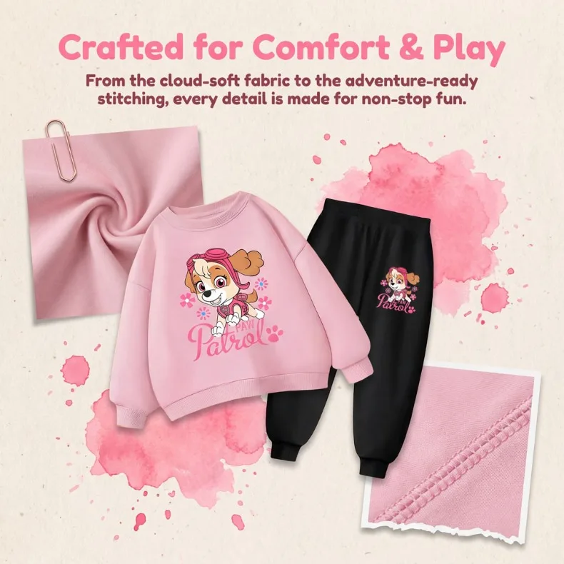 2026 Herbst Neuer Stil Mädchen O-Ausschnitt Hoodies und Lange Hose Zweiteilige Sets Kinder Casual Trainingsanzug Kinder Pullover Sweatshirt Anzug – Detail 3