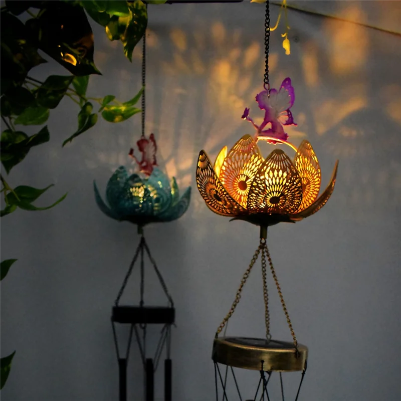 AB68 الجنية الشمسية الرياح الدقات للخارج، شنقا البستنة هدية لجميع أمي النساء الجدة زوجة، هدية عيد ميلاد الذهب