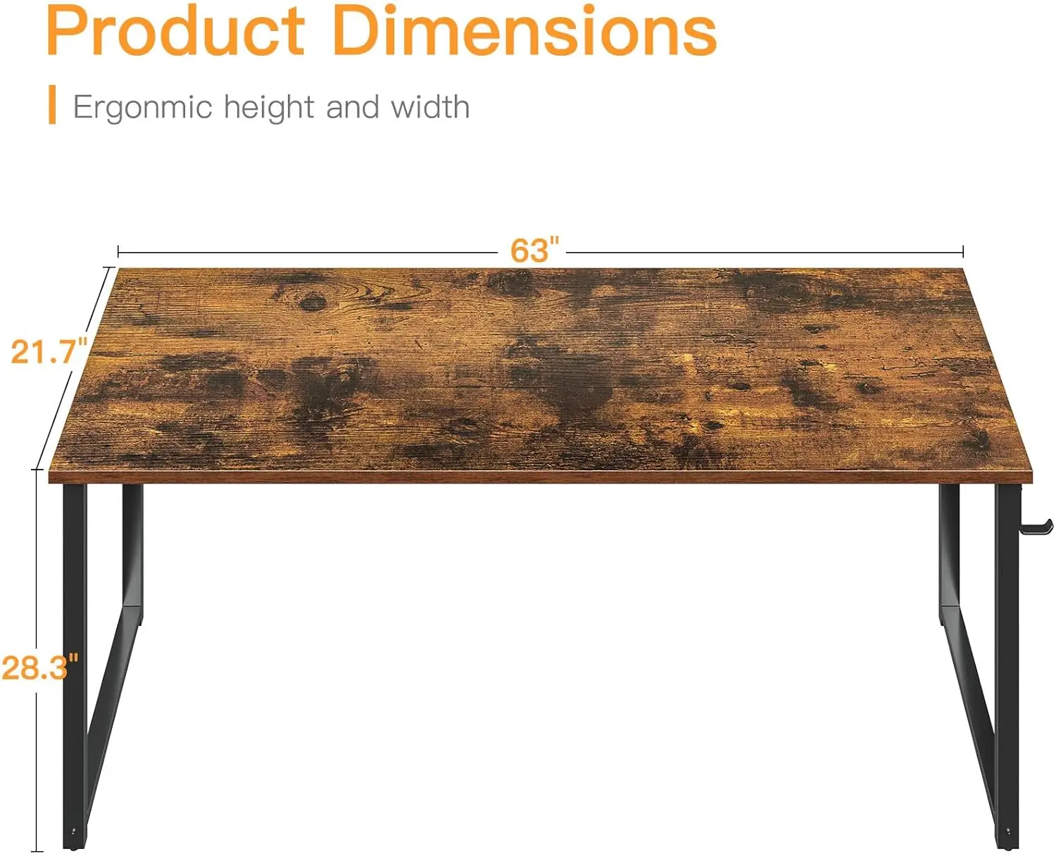 Mesa de computador de 63 polegadas, mesa moderna para escritório doméstico, vintage