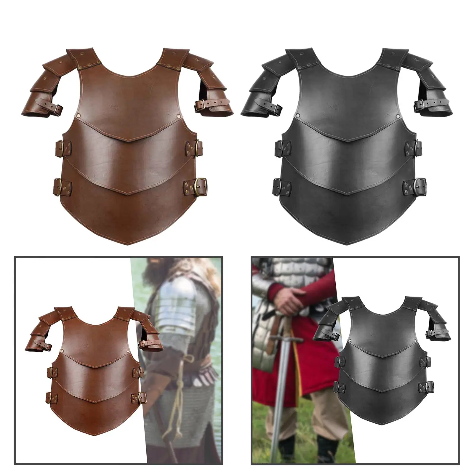 Chest Shoulder Harness Shrug Armors Steampunk Buckles Shoulder Guard Knight Costume Samurai Harness for Rave Pirate