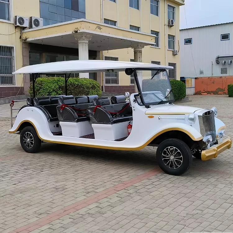 9-11 seats compact electric retro sightseeing vehicle, 4000W motor, speed 30 km/h, lightweight and easy to operate, retro style,