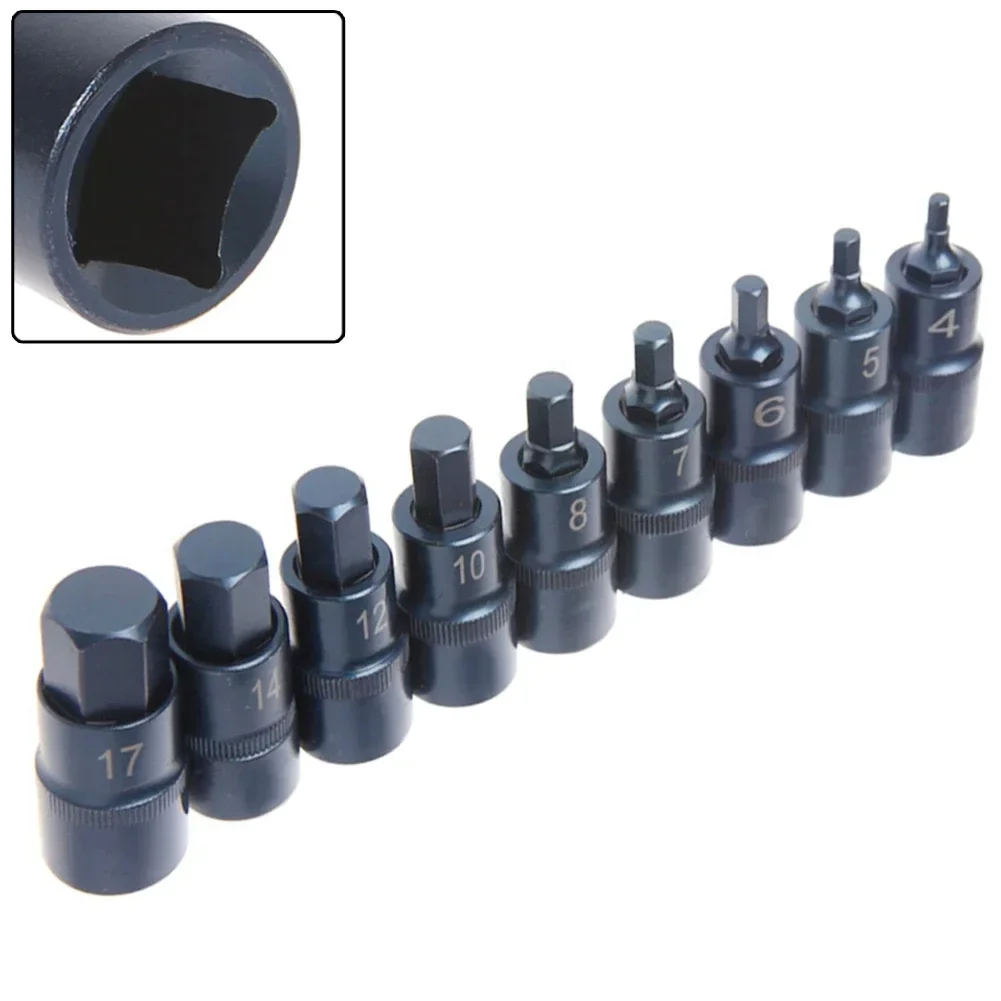 1/2'' Drive Hexagon Socket Screwdriver Wrench Hex Bit 55mm Ratchet Socket Alloy Steel H4 H5 H6 H7 H8 H10 H12 H14 H17