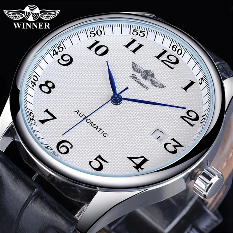 Winner 458L Fashion Official Automatic Mechanical Watch Men Case Luxury New Skeleton Military Business Black 3ATM Waterproof