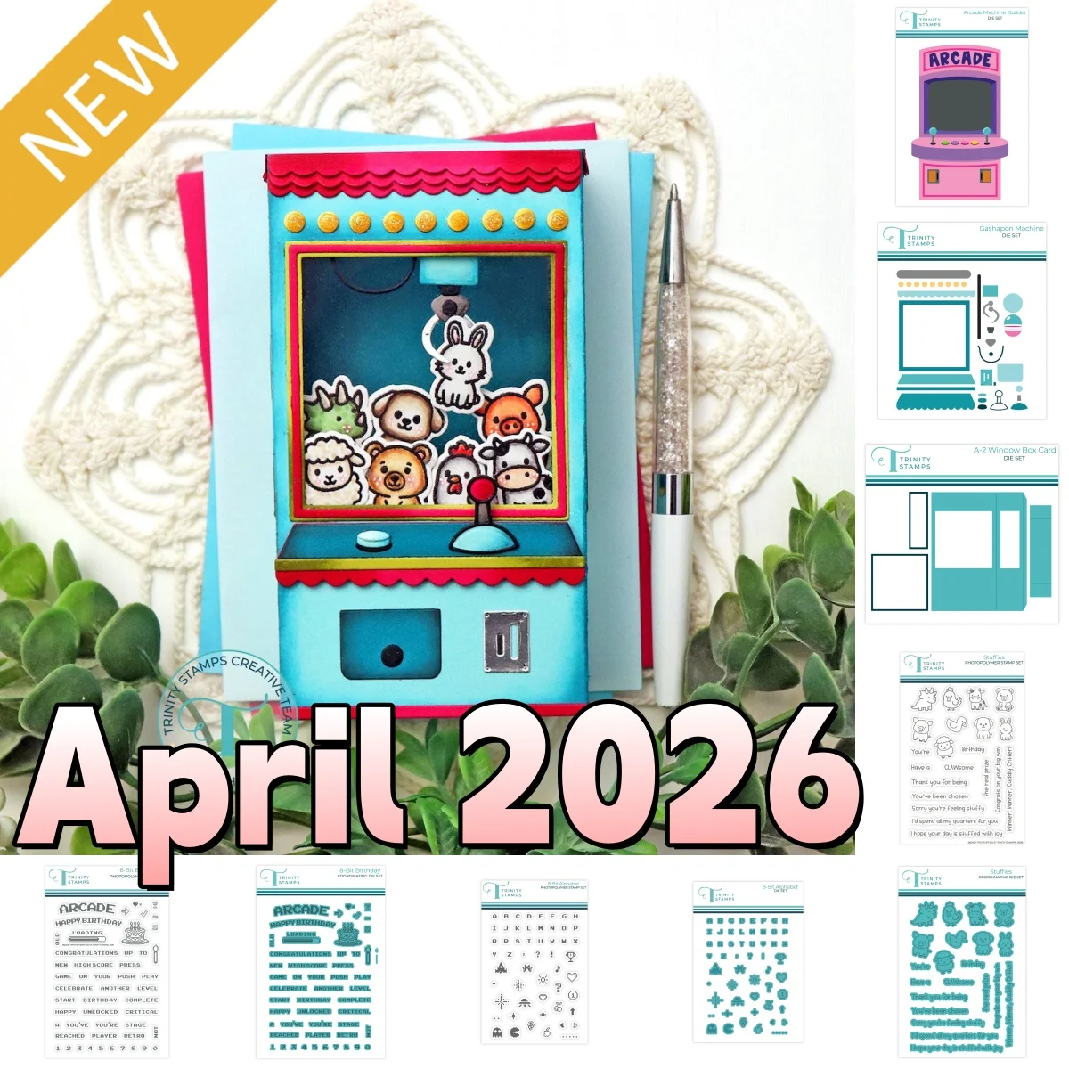 

April 2026 New Window Box Card Arcade Machine Metal Cutting Dies Clear Stamps for DIY Greeting Card Decorating Scrapbook Diary