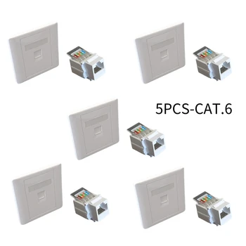 พอร์ตคอมพิวเตอร์แบบเดี่ยว6กิกะบิต RJ45 5PCS-86 CAT.6แผงติดผนัง