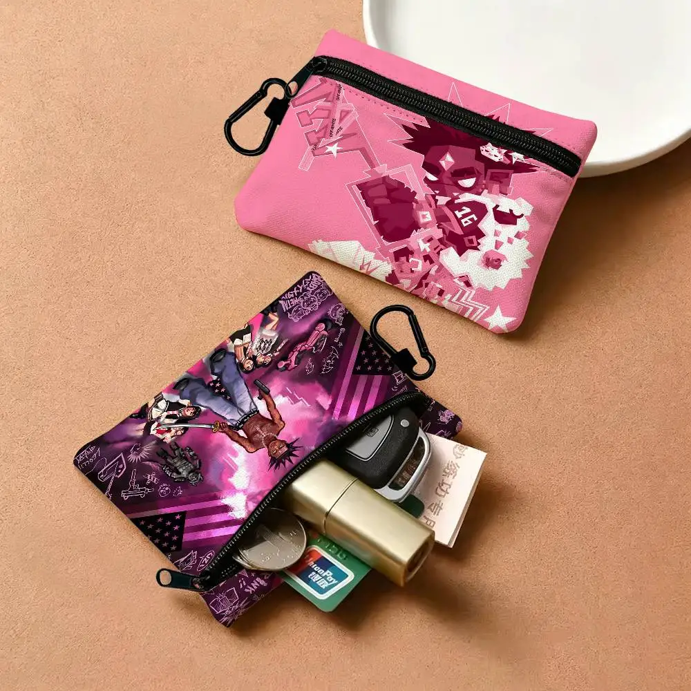Hip Hop Rapper Lil Uzi Vert Oxford Cloth Zipper Coin Purse Portable Hanging Key Pouch Organizer For Travel Cosmetic Bag