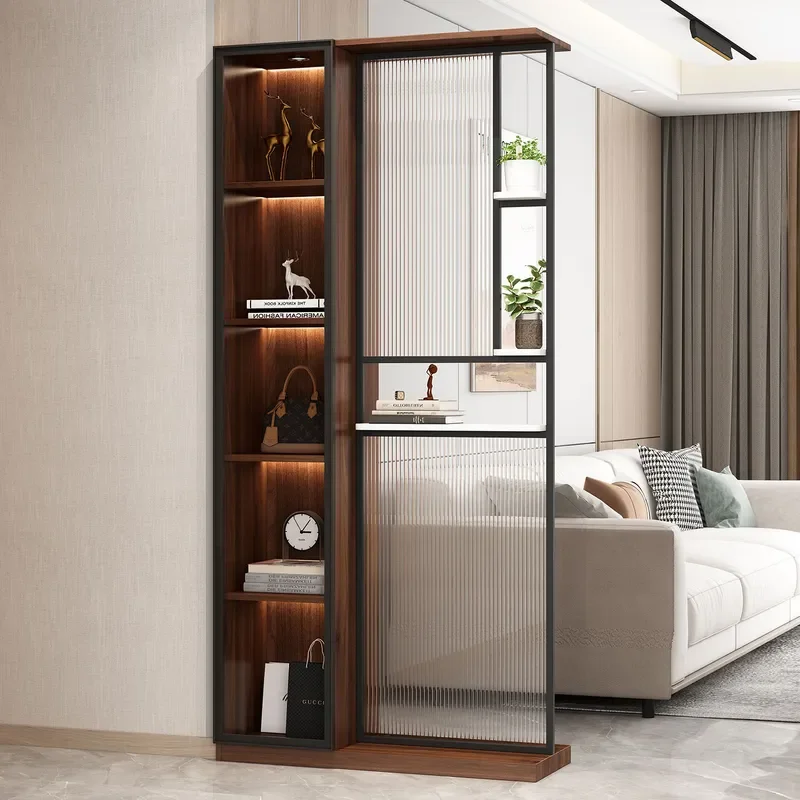 Changhong Glass Partition Screen for Entryway Solid Wood Storage Cabinet Opposite Door Divider