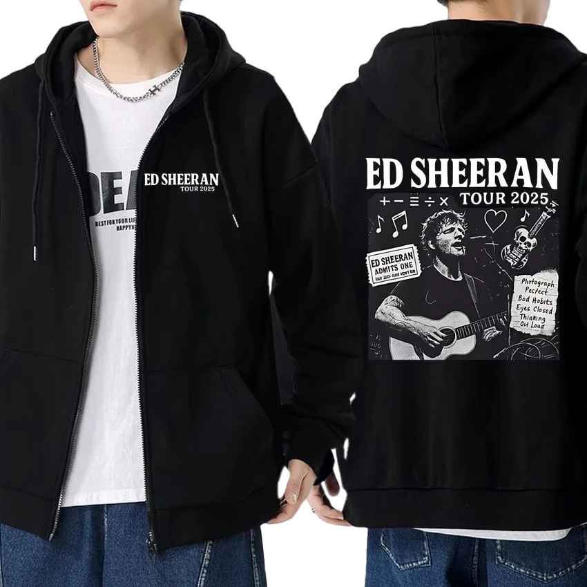 

Hot Sale Ed Sheeran Tour 2025 Double Sided printed Zipper Sweatshirt Unisex harajuku fashion Coat Jacket Men women Fleece Tops