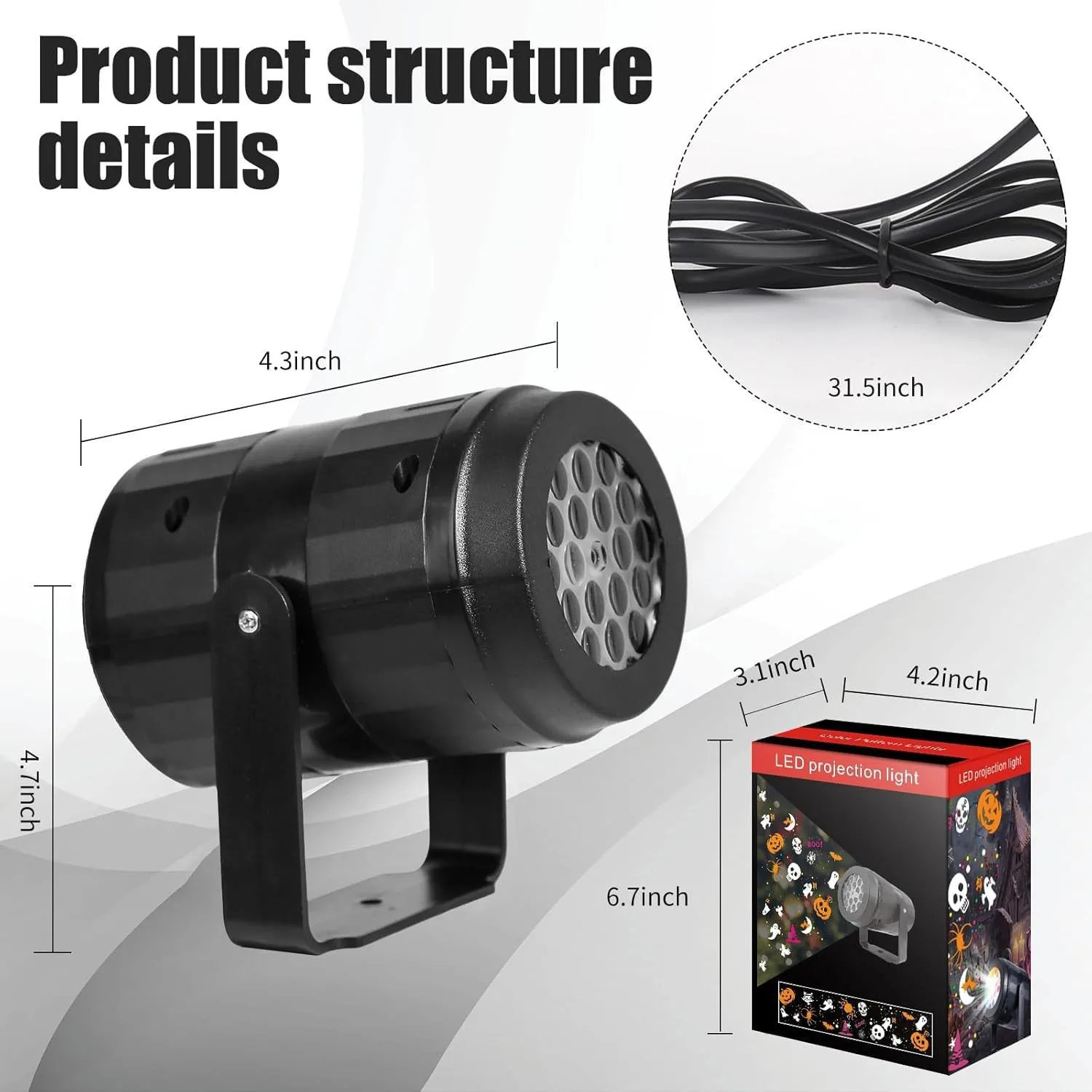 Blizzard Christmas Projection Light 16 Pattern Snowflake White Light 5V Halloween Pumpkin Lamp USB Decorative Atmosphere Light