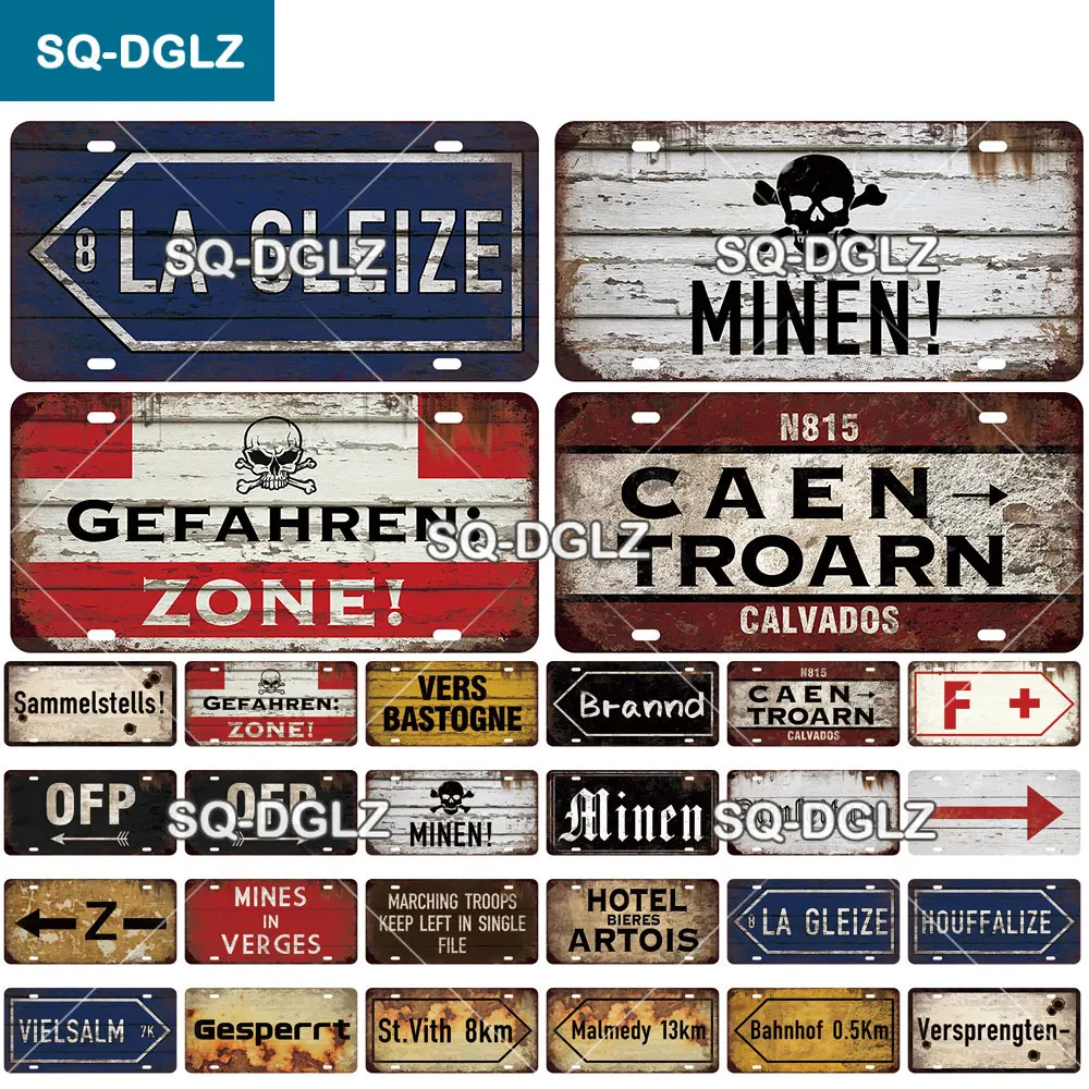 SQ-DGLZ Minen German Road 15x30cm Plate Warning Tin Sign State Wall Decoration Metal Sign Home Decor Painting Plaques Art Poster