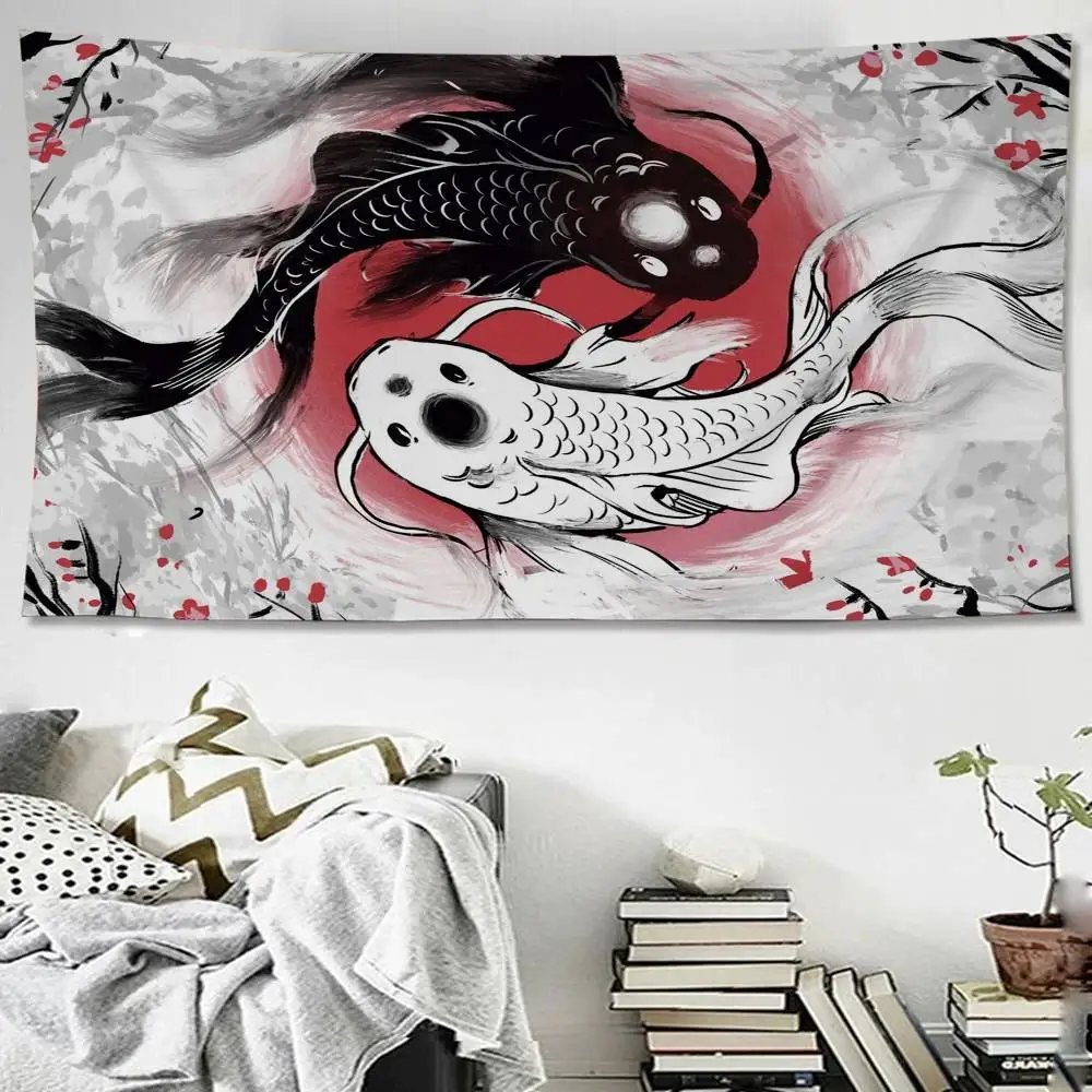 Chinese Dragon Anime Tapestry Hippie Flower Wall Carpets Dorm Decor Cheap Hippie Wall Hanging