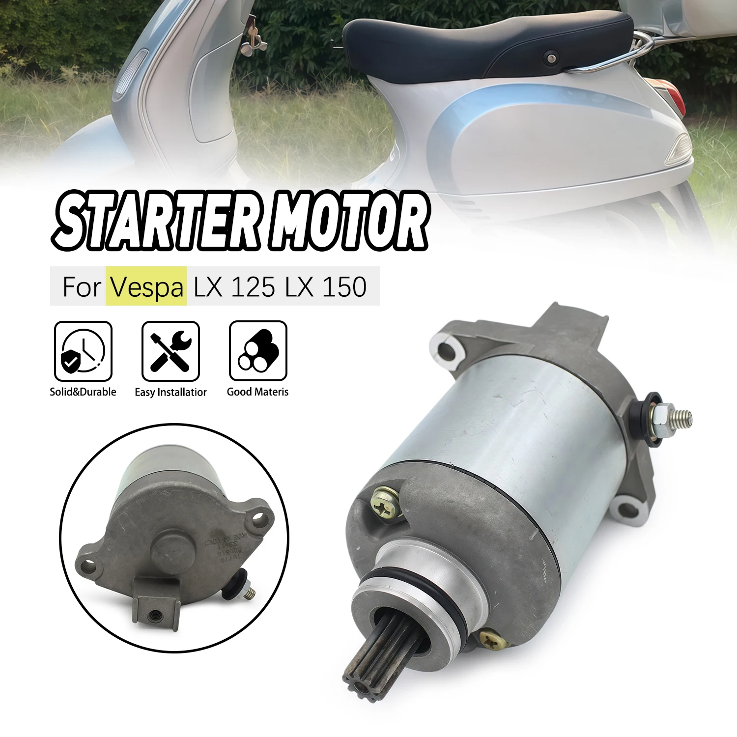 

Запчасти для мотоциклов: Стартер двигателя 7000521 для Vespa LX 150 (2005-2008) и LX 125 (2005-2009)