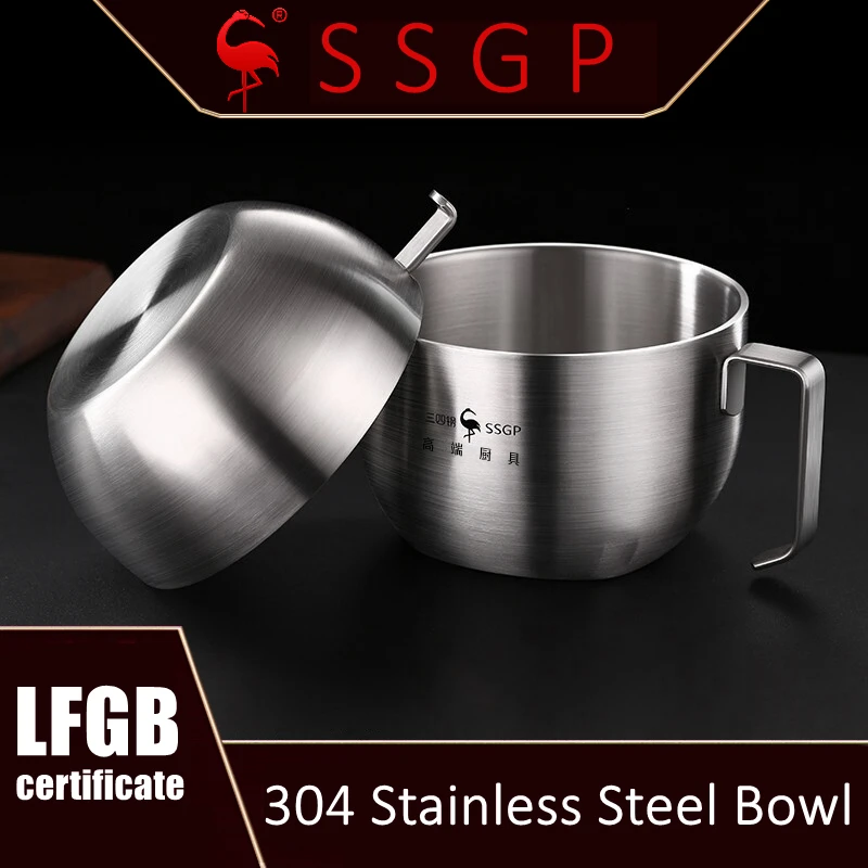 LFGB Certificate 304 Stainless Steel Instant Noodle Bowl 1100ml Meal Box Warm Keeping Insulation Ramen Bowl with 800ml Cover