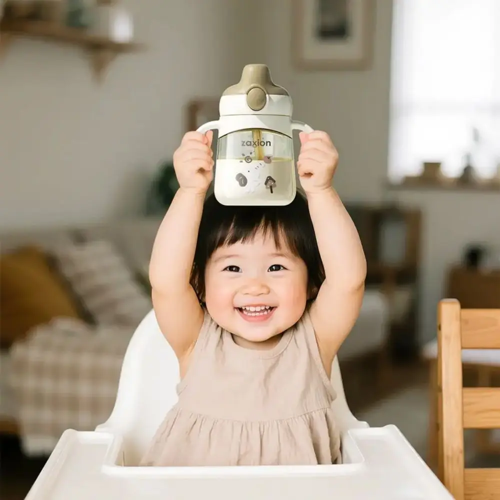 

PPSU Sippy Cup без BPA, автоматическая откидная крышка, соломенная чашка с ручкой, герметичная чашка для тренировки питья для детей 6-7 месяцев
