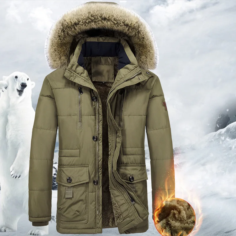 

Snow Coats for Men Thermal Parka with Hood Fur Lined Parka Winter Coat with Hood Man Plus Size 8XL 7XL Waterproof Thermal Parka