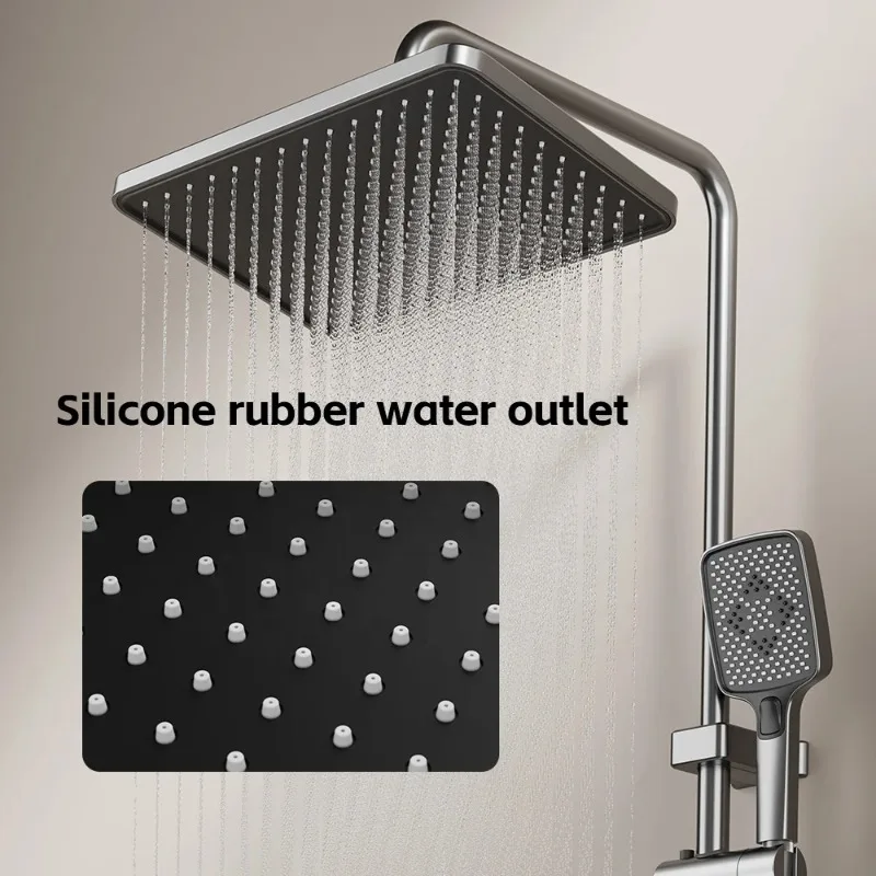 Luxury LED Digital Display Bath Mixer Shower Faucet Set 4-Functions Modern Rainfall System Bathroom Shower Head for Hotel