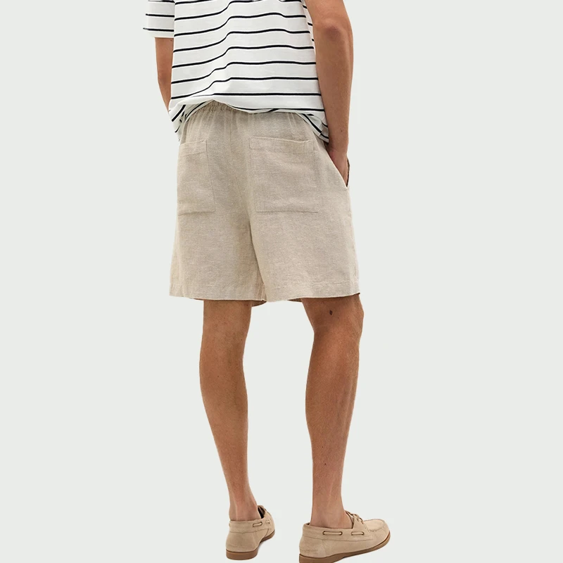 Men's Linen Lyocell Shorts Retro Casual Knee Length Pants 2026 Summer New Loose Straight-Leg Linen Pants