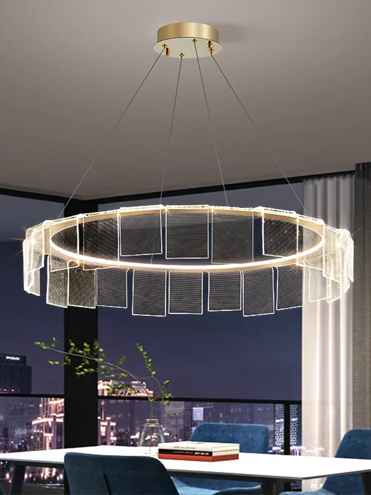 Door Curtains Ceiling Chandeliers Simplicity Modern LED Pendant Light Living Room Restaurant Bar Hanging Lamp Exhibition Hall