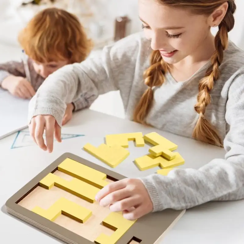 

Geometric Shape Brain Teaser Jigsaw Puzzle Toy Set for Kids, IQ and Focus Enhancement