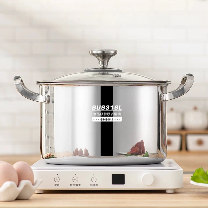 

LTT stainless steel soup pot household non-stick porridge cooking noodles hot milk pot double layer steamer