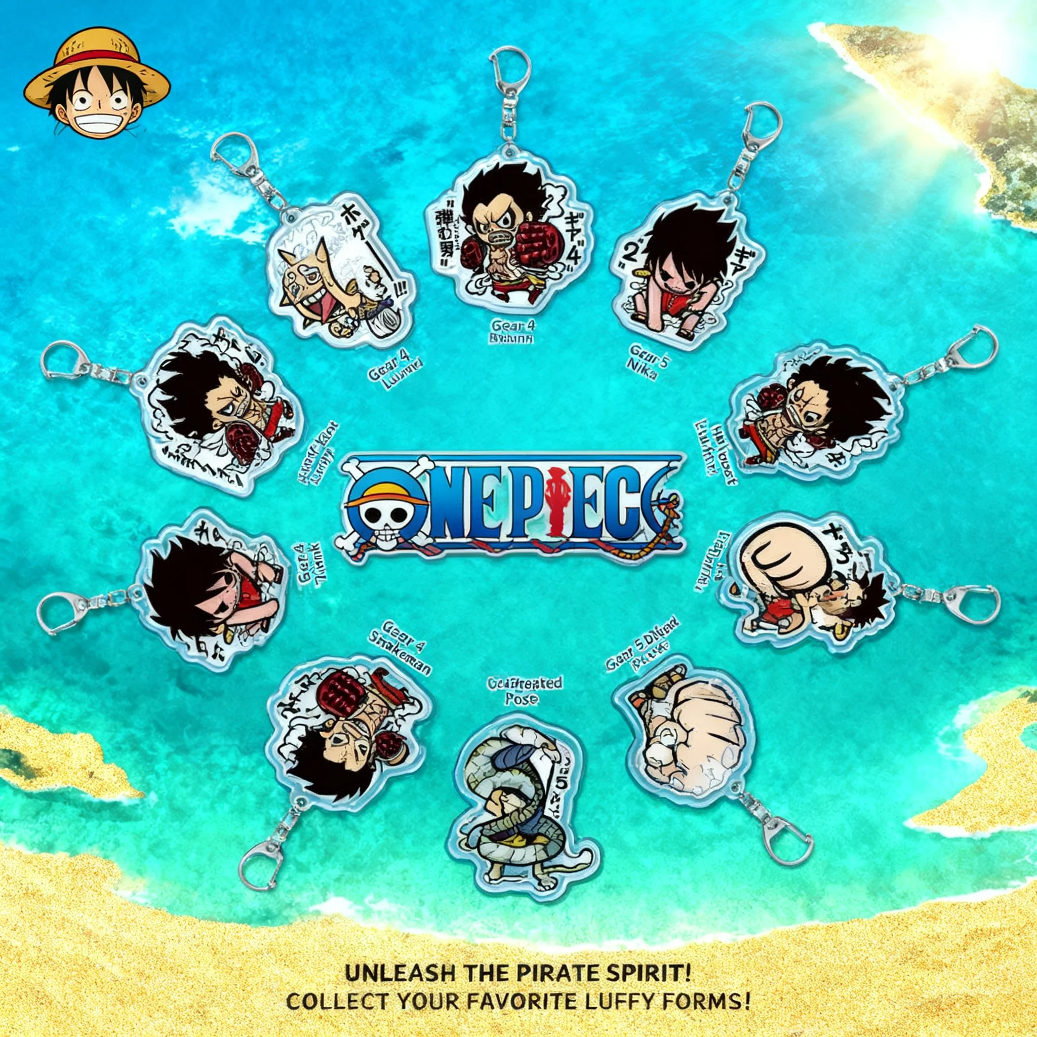 

One Piece Anime Acrylic Keychain Luffy Roronoa Zoro Backpack Pendant Layered Design